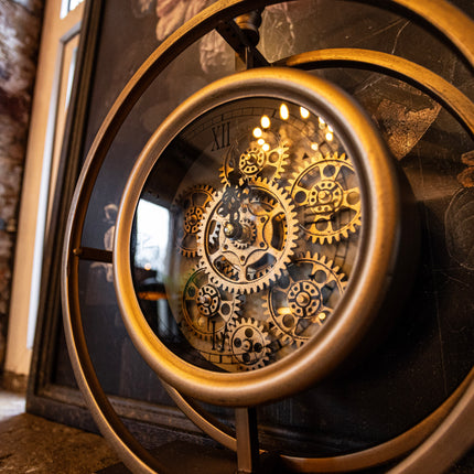 Gold Mantel Clock With Gears