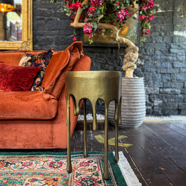 Gold Maximalist Drip Aluminium Side Table