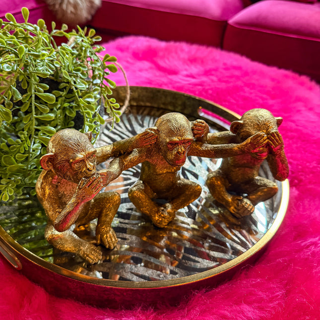 Gold 'No Evil' Monkey Ornaments