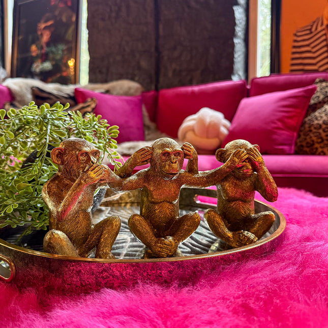 Gold 'No Evil' Monkey Ornaments