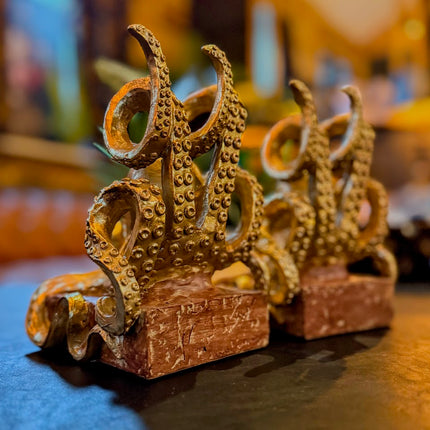 Gold Octopus Pair of Bookends