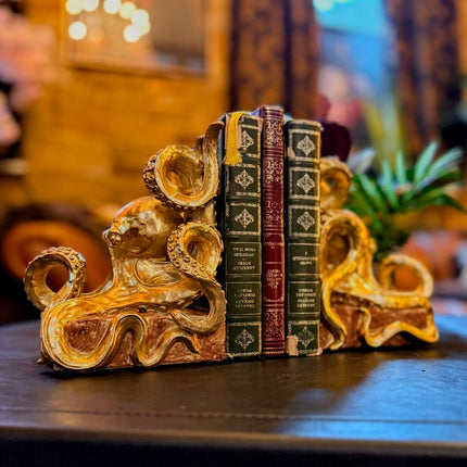Gold Octopus Pair of Bookends