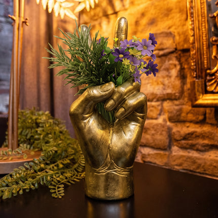 Gold Peace Sign Hand Vase