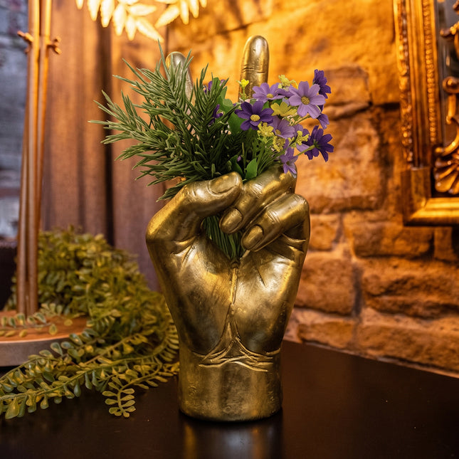 Gold Peace Sign Hand Vase