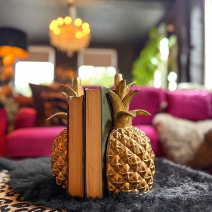 Gold Pineapple Bookends Set of 2