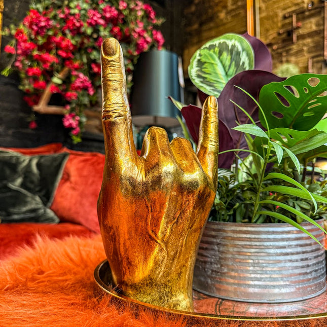 Gold Rock On Hand Vase