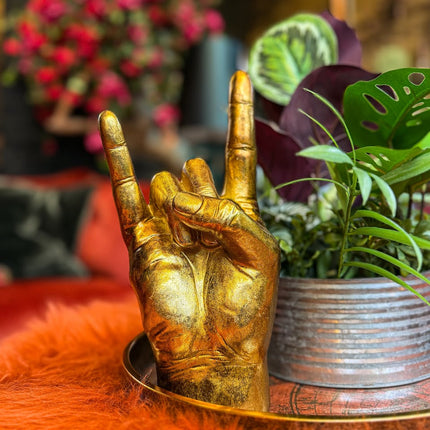 Gold Rock On Hand Vase