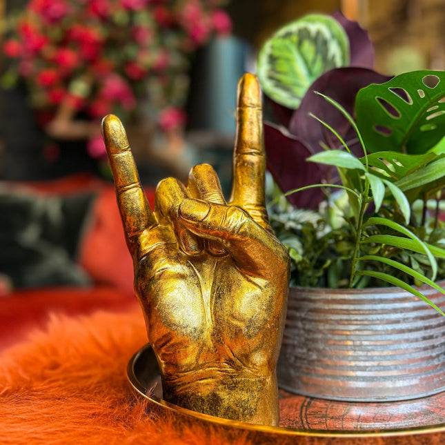 Gold Rock On Hand Vase