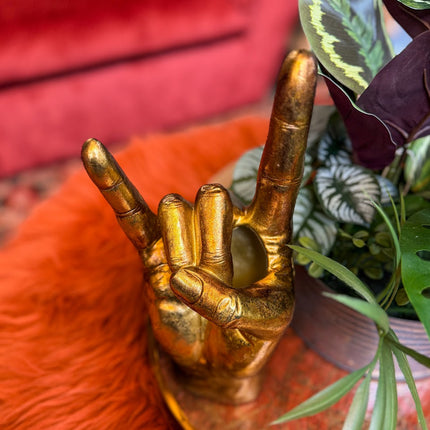 Gold Rock On Hand Vase