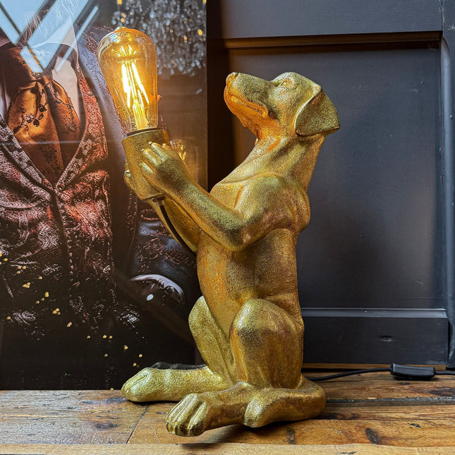 Gold Sitting Dog Table Lamp