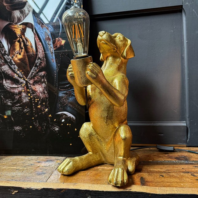 Gold Sitting Dog Table Lamp
