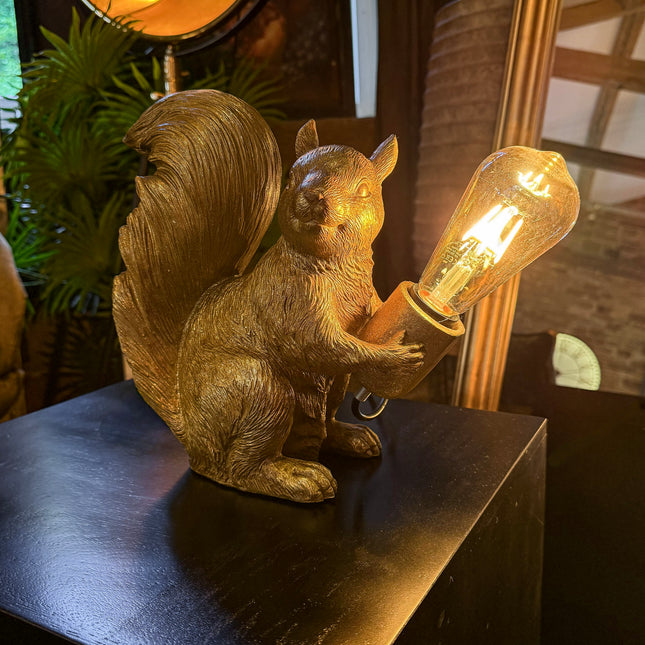 Gold Squirrel Table Lamp