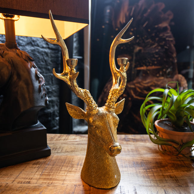 Gold Stag Candle Holder