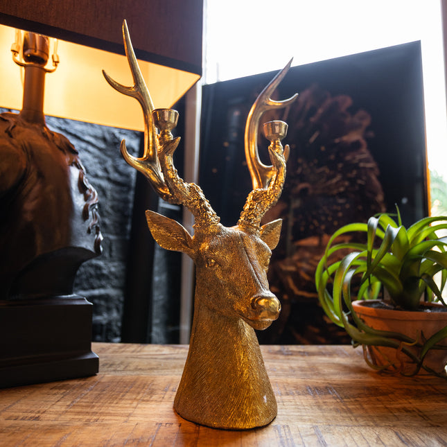 Gold Stag Candle Holder