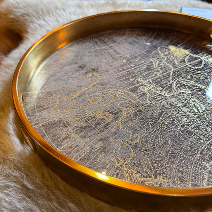 Gold World Map Tray