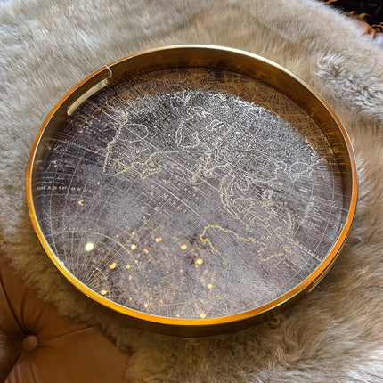 Gold World Map Tray