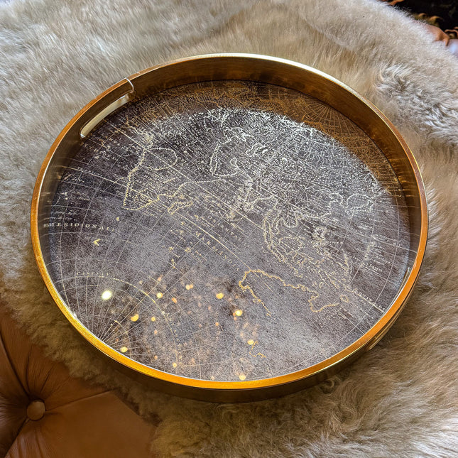 Gold World Map Tray