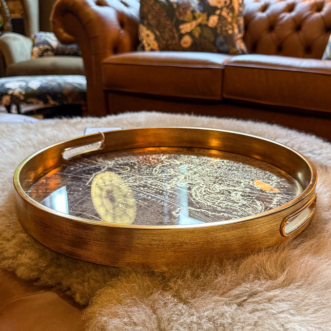 Gold World Map Tray