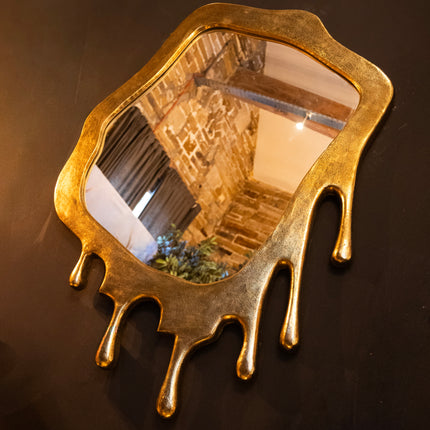 Gold maximalist  Drip Large Mirror