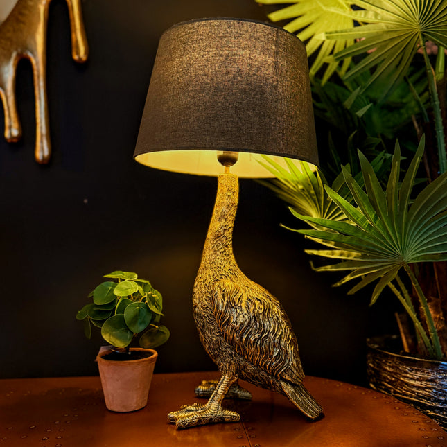 Table Lamp Gold Goose with Grey Shade - Clearance