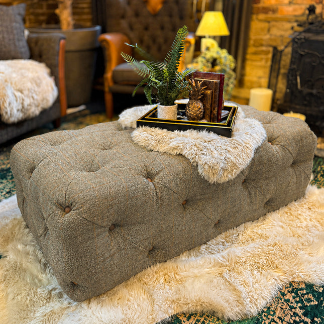 Granby Chesterfield Footstool in Harris Tweed