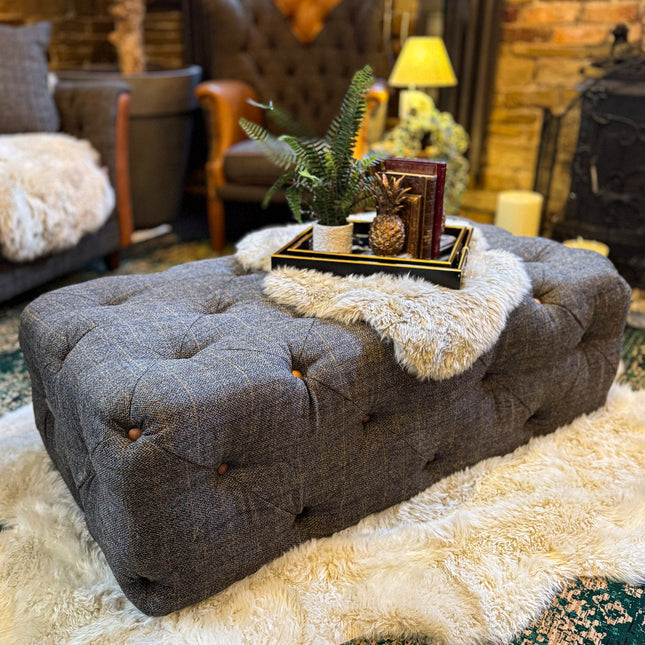Granby Chesterfield Footstool in Harris Tweed