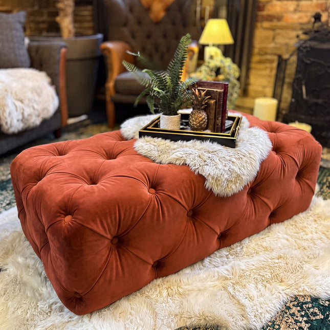 Granby Chesterfield Footstool in Opulence Amber Velvet