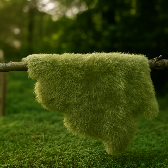 Sheepskin Rugs in Green Olive (Various Sizes) - Clearance