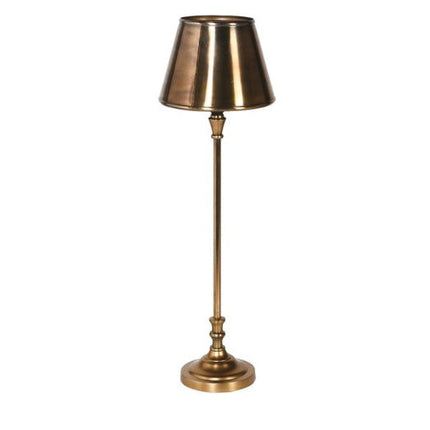 Slim Antique Brass Table Lamp with Shade