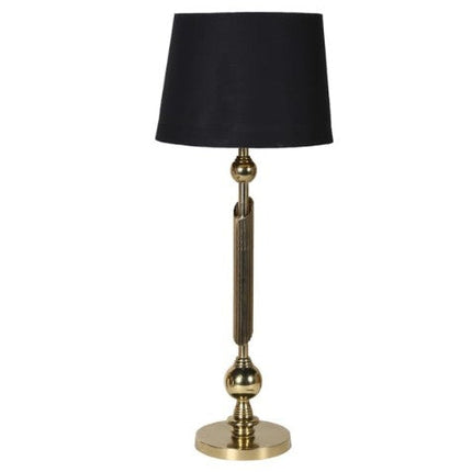 Antique Brass Column Table Lamp with Shade