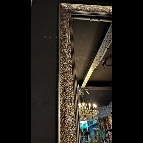 Hammered Large Rectangular Brass Wall Mirror (80 x 3 x 180cm)