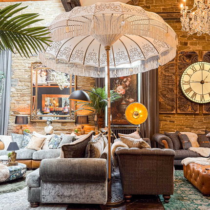 Hand Painted White Parasol