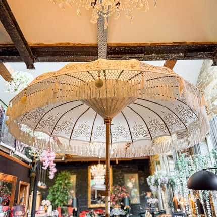 Hand Painted White Parasol