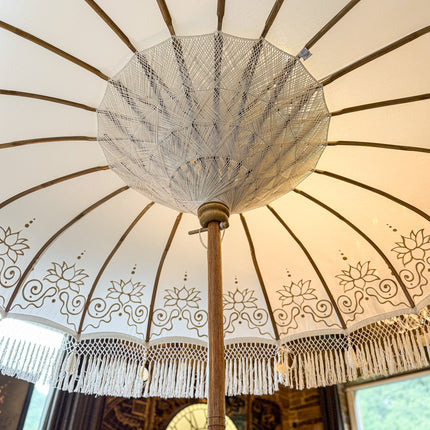 Hand Painted White Parasol