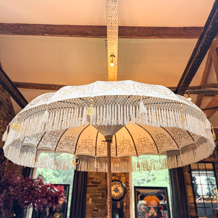 Hand Painted White Parasol