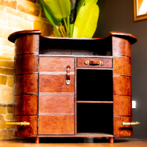 Handcrafted Rounded Bar Counter- Cognac