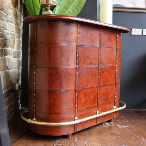 Handcrafted Rounded Bar Counter- Cognac