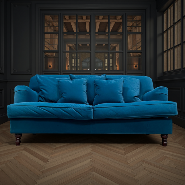 Harriet 3 Seater in Royal Blue Teal Velvet - Factory Seconds