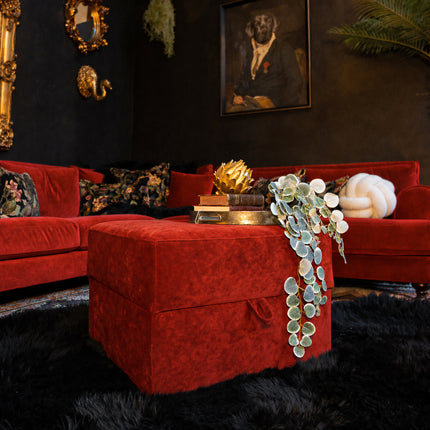 Hartington Storage Footstool Orange Burnt Sienna Velvet