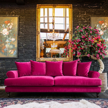 Hartington 4 Seater Scatter Back Sofa in Richmond Pink Glamour Velvet