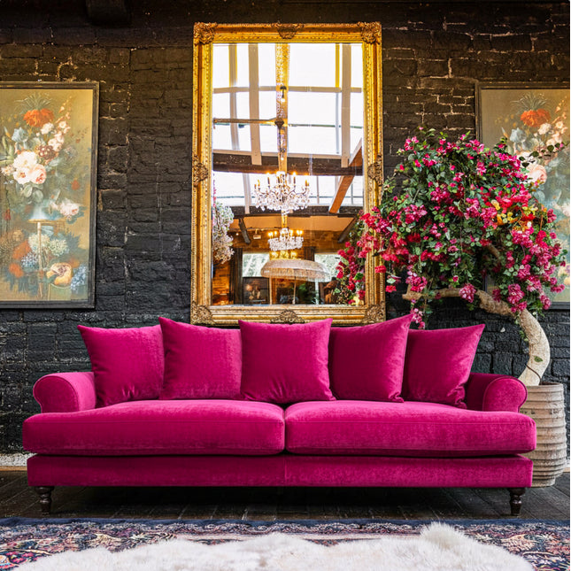 Hartington 4 Seater Scatter Back Sofa in Richmond Pink Glamour Velvet