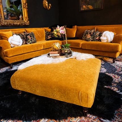Hartington Foostool Gold Medallion Velvet