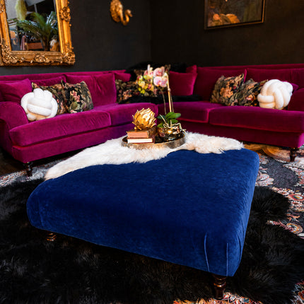 Hartington Foostool Navy Orbit Velvet