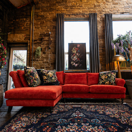 Hartington Left Hand Facing Chaise Sofa in Burnt Sienna Needle Cord