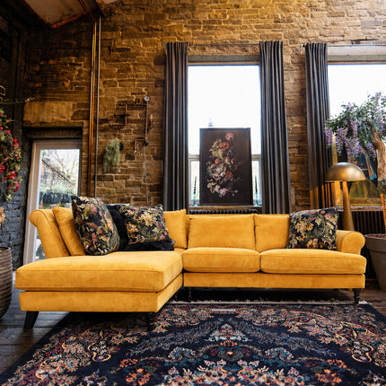 Hartington Left Hand Facing Chaise Sofa in Gold Medallion Needle Cord