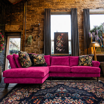 Hartington Left Hand Facing Chaise Sofa in Pink Glamour Needle Cord