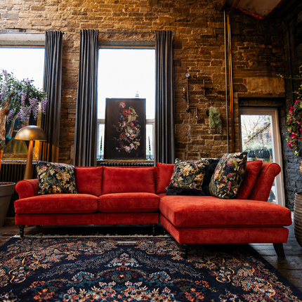 Hartington Right Hand Facing Chaise Sofa in Burnt Sienna Needle Cord