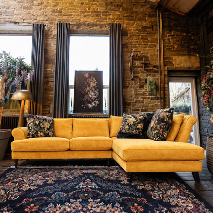 Hartington Right Hand Facing Chaise Sofa in Gold Medallion Needle Cord