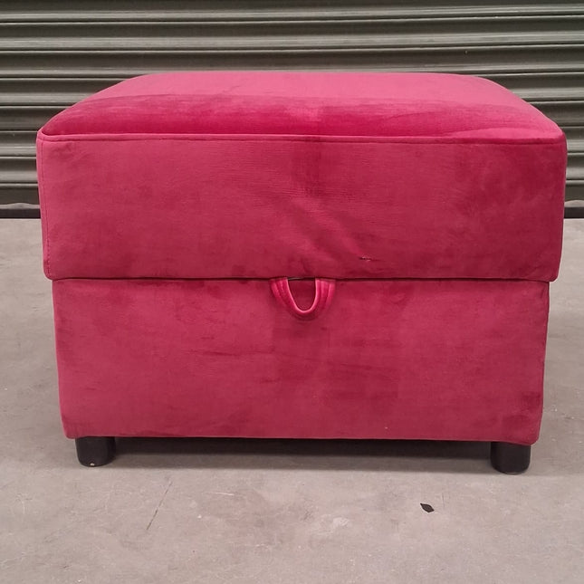 Hartington Storage Footstool in Plush Cerise Velvet - Ex Display