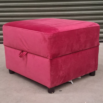 Hartington Storage Footstool in Plush Cerise Velvet - Ex Display